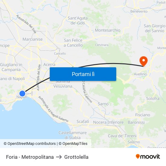 Foria - Metropolitana to Grottolella map