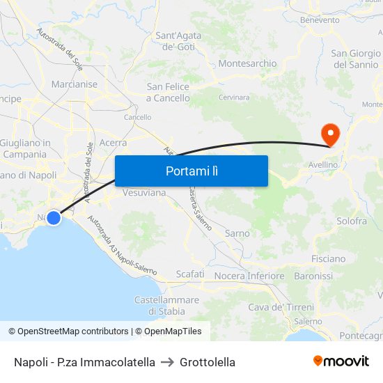 Napoli - P.za Immacolatella to Grottolella map