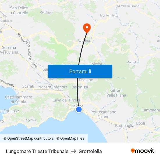 Lungomare Trieste Tribunale to Grottolella map