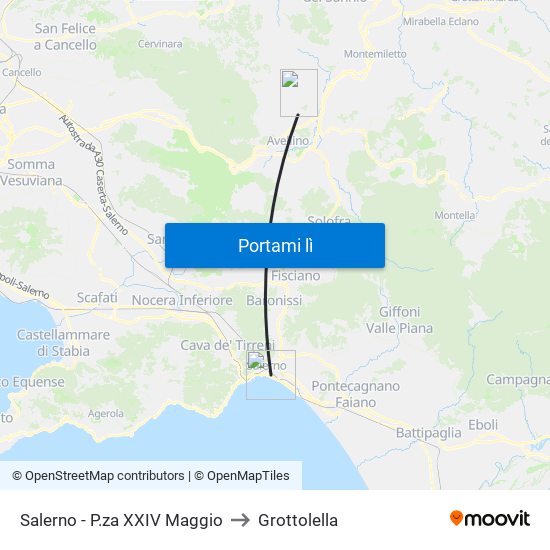Salerno - P.za XXIV Maggio to Grottolella map