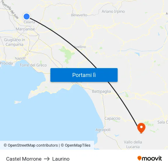 Castel Morrone to Laurino map