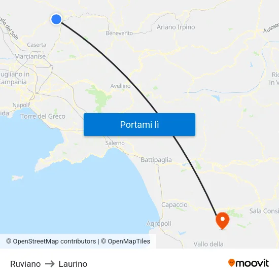 Ruviano to Laurino map