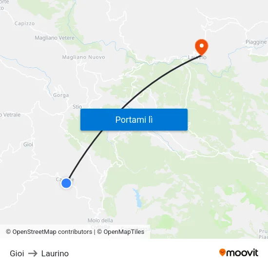 Gioi to Laurino map