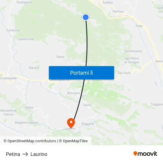 Petina to Laurino map