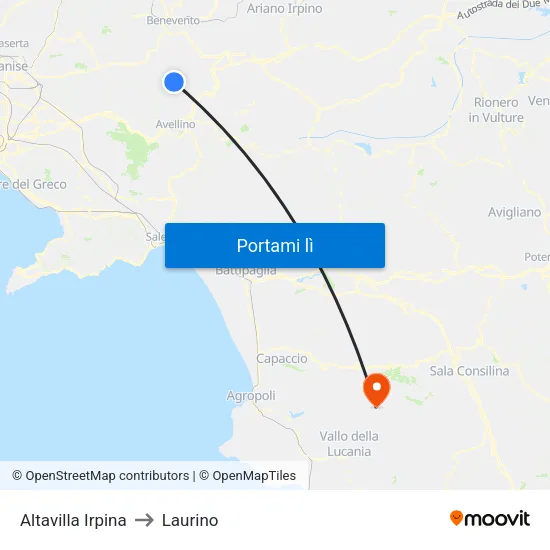 Altavilla Irpina to Laurino map