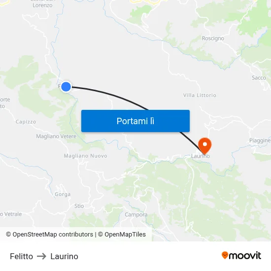 Felitto to Laurino map