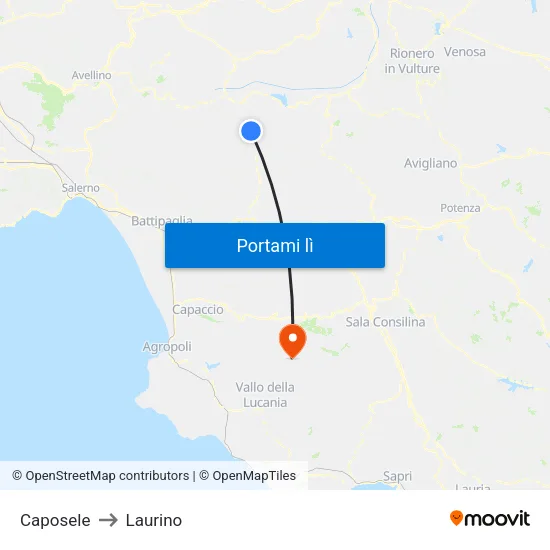 Caposele to Laurino map