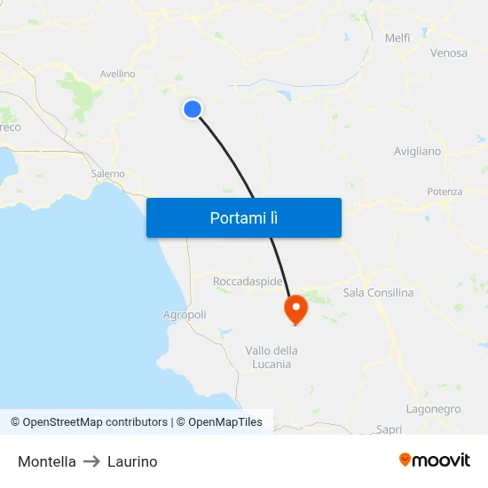 Montella to Laurino map