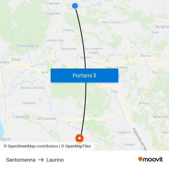 Santomenna to Laurino map