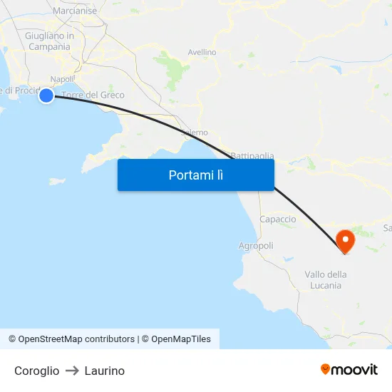 Coroglio to Laurino map