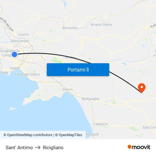 Sant' Antimo to Ricigliano map