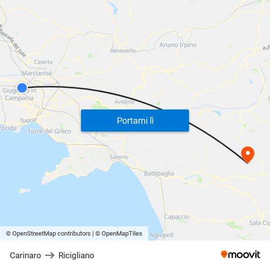 Carinaro to Ricigliano map