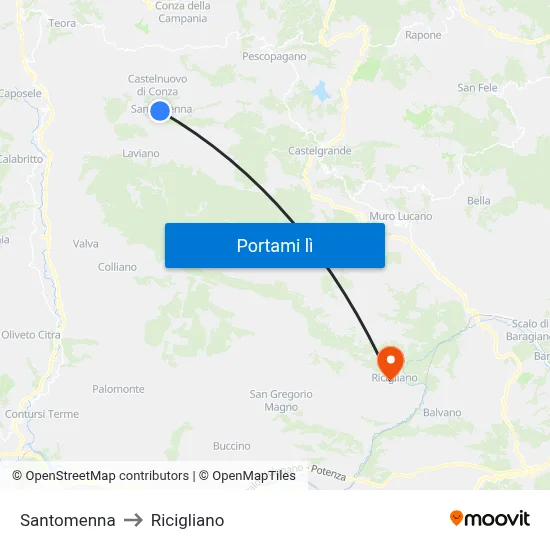 Santomenna to Ricigliano map