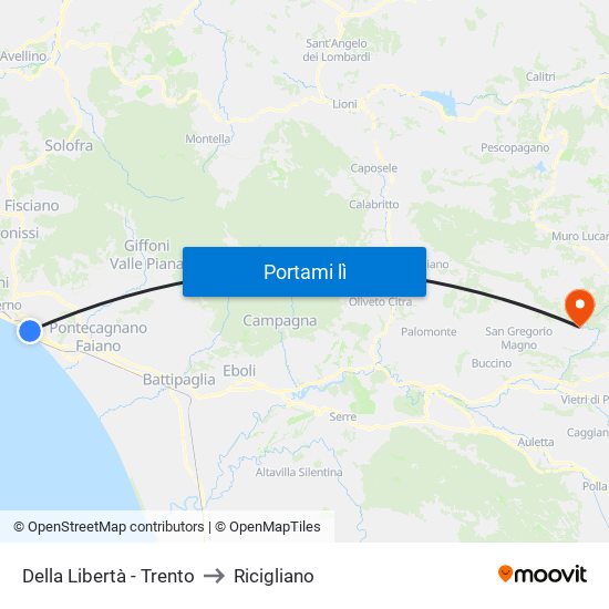 Della Libertà - Trento to Ricigliano map