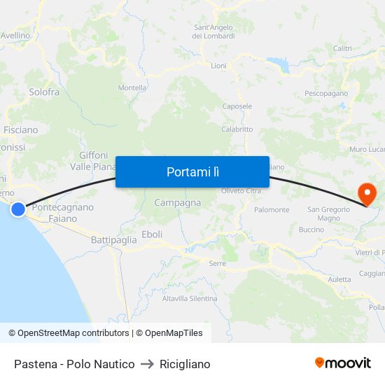 Pastena  - Polo Nautico to Ricigliano map