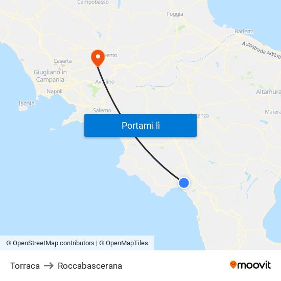 Torraca to Roccabascerana map