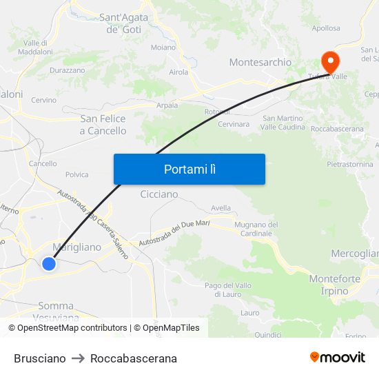 Brusciano to Roccabascerana map