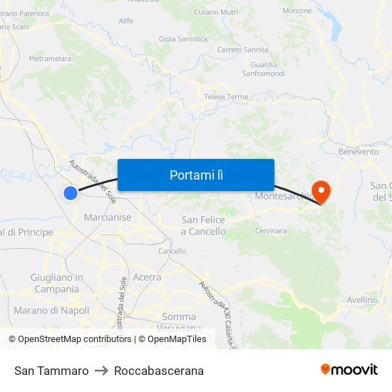 San Tammaro to Roccabascerana map