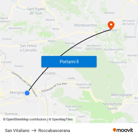 San Vitaliano to Roccabascerana map