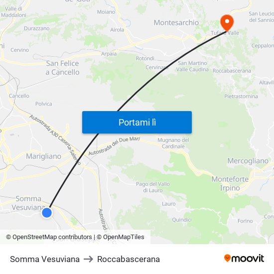 Somma Vesuviana to Roccabascerana map