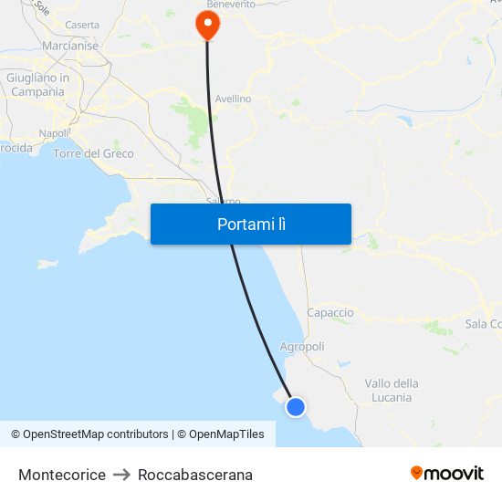 Montecorice to Roccabascerana map