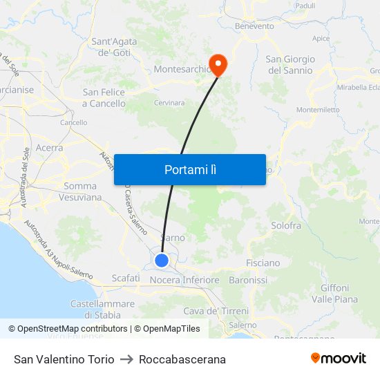 San Valentino Torio to Roccabascerana map