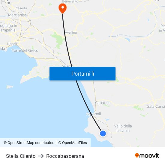 Stella Cilento to Roccabascerana map