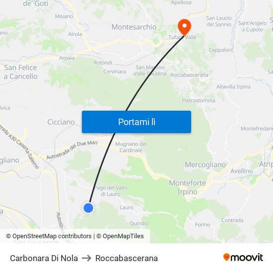 Carbonara Di Nola to Roccabascerana map