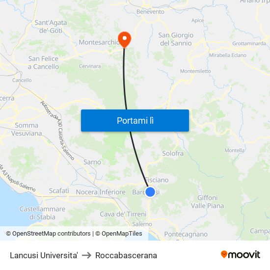 Lancusi Universita' to Roccabascerana map