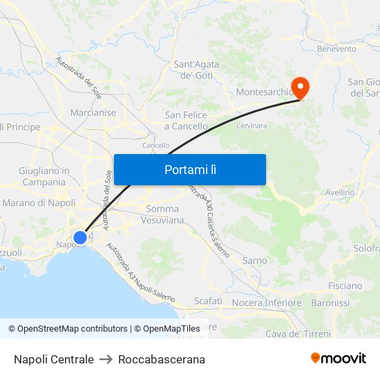 Napoli Centrale to Roccabascerana map