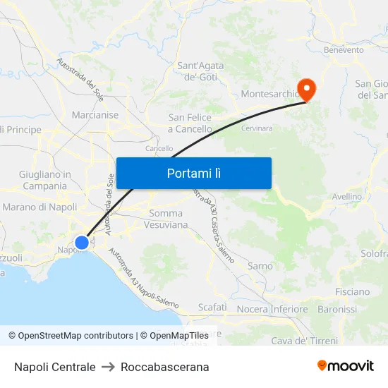 Napoli Centrale to Roccabascerana map