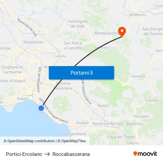 Portici-Ercolano to Roccabascerana map