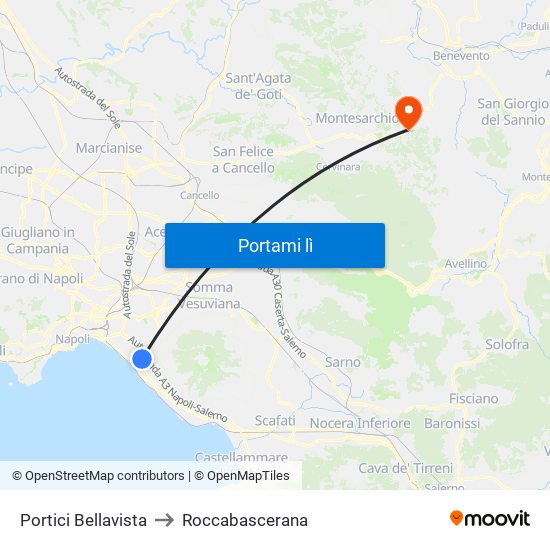 Portici Bellavista to Roccabascerana map