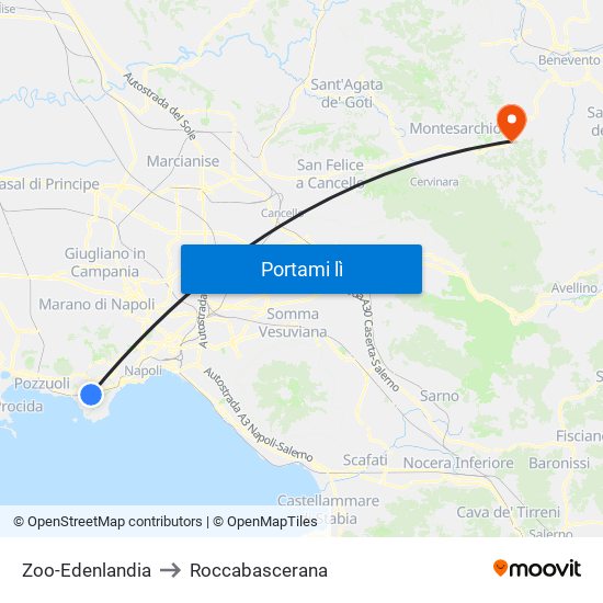 Zoo-Edenlandia to Roccabascerana map