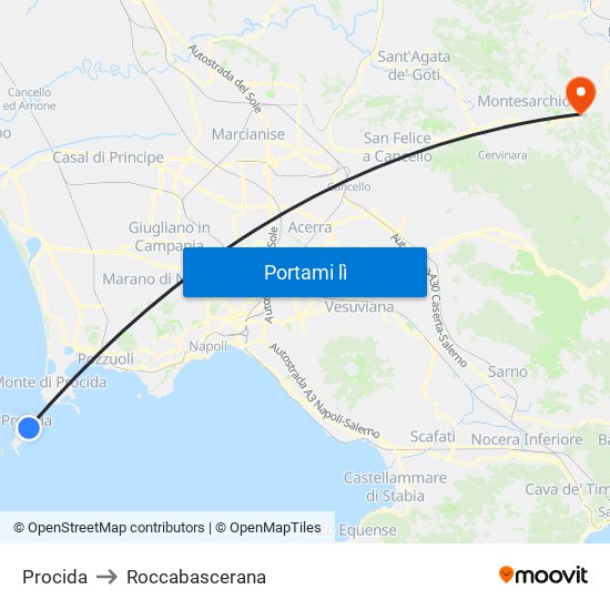 Procida to Roccabascerana map