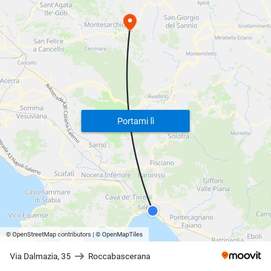 Via Dalmazia, 35 to Roccabascerana map