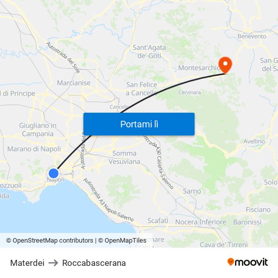 Materdei to Roccabascerana map