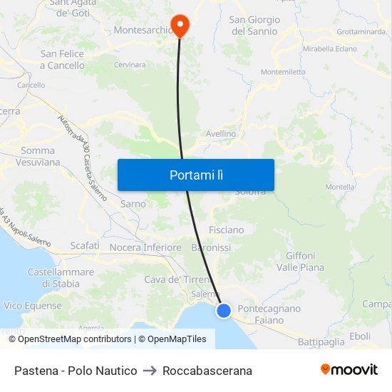 Pastena  - Polo Nautico to Roccabascerana map