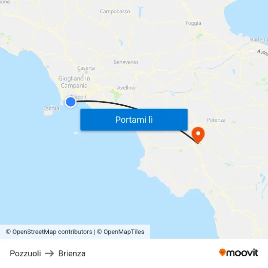 Pozzuoli to Brienza map
