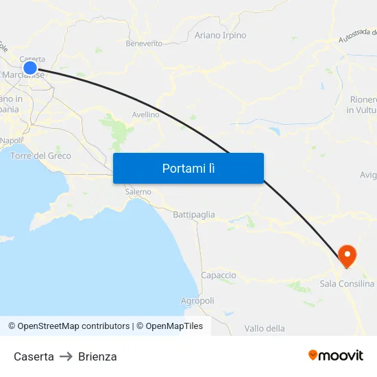 Caserta to Brienza map