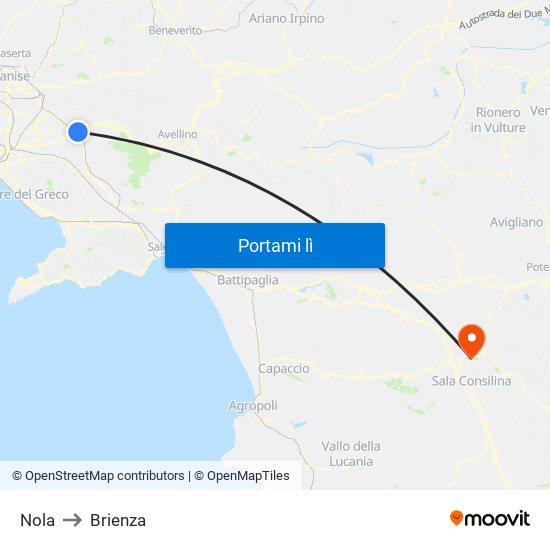 Nola to Brienza map