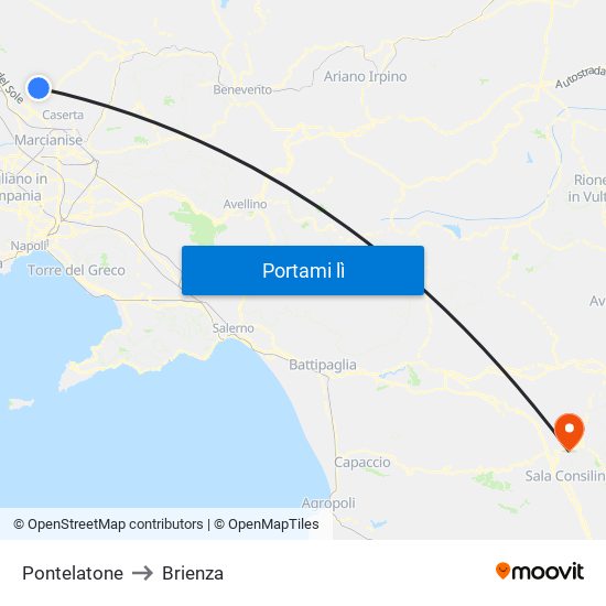 Pontelatone to Brienza map