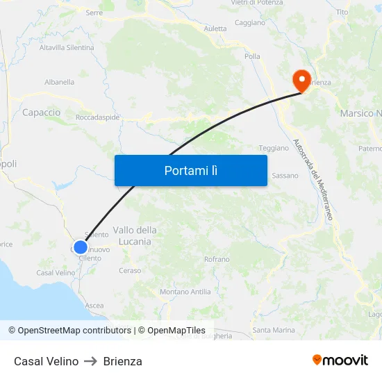 Casal Velino to Brienza map