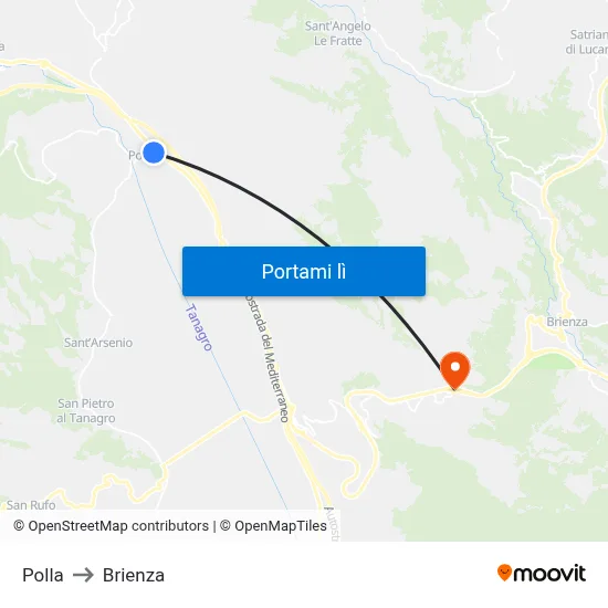 Polla to Brienza map