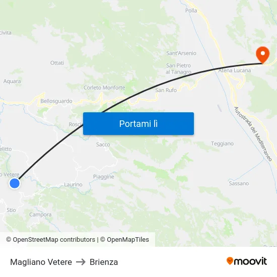 Magliano Vetere to Brienza map