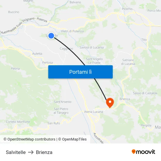 Salvitelle to Brienza map