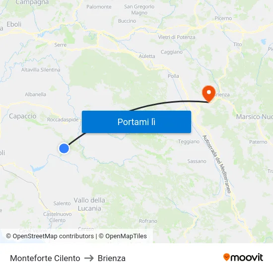 Monteforte Cilento to Brienza map