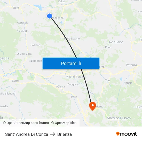 Sant' Andrea Di Conza to Brienza map