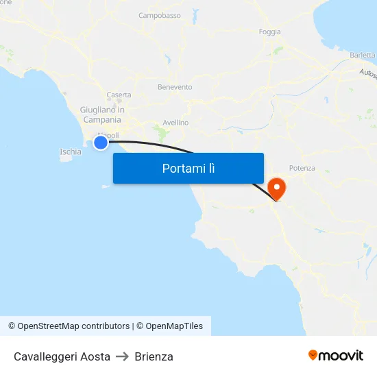 Cavalleggeri Aosta to Brienza map