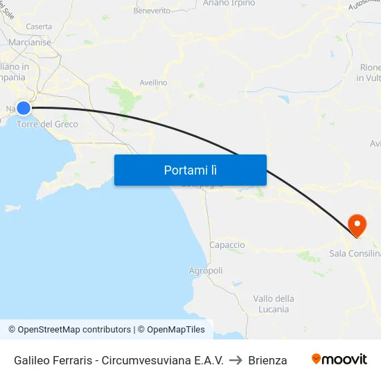 Galileo Ferraris - Circumvesuviana E.A.V. to Brienza map